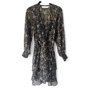 ASTR The Label Black Floral Chiffon Long Sleeve Dress